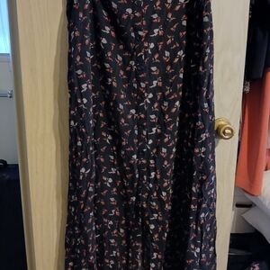 Hot Topic Dark Red Roses Black Maxi High Low Skirt